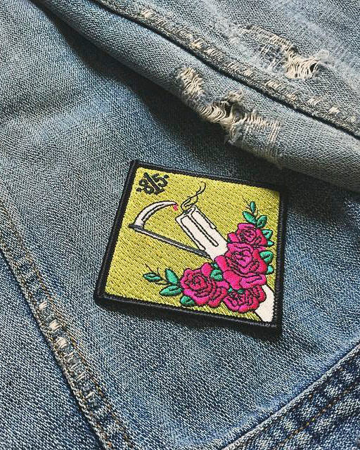 Diamond Candle Slayer Patch - Sickle - Candle - Roses - Denim Jacket
